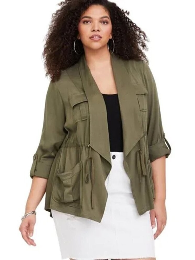 Torrid Olive Drawstring Utility Jacket